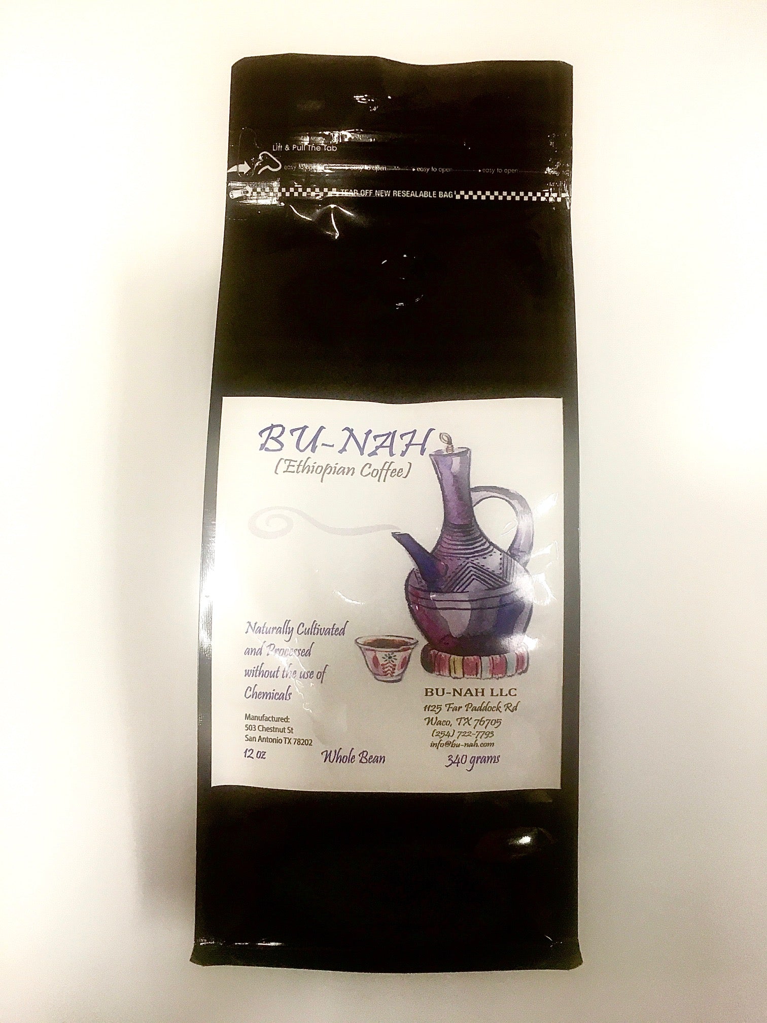 Bu-nah — Authentic, Artisan-Roasted Ethiopian Coffee (Whole Bean, 12 oz)